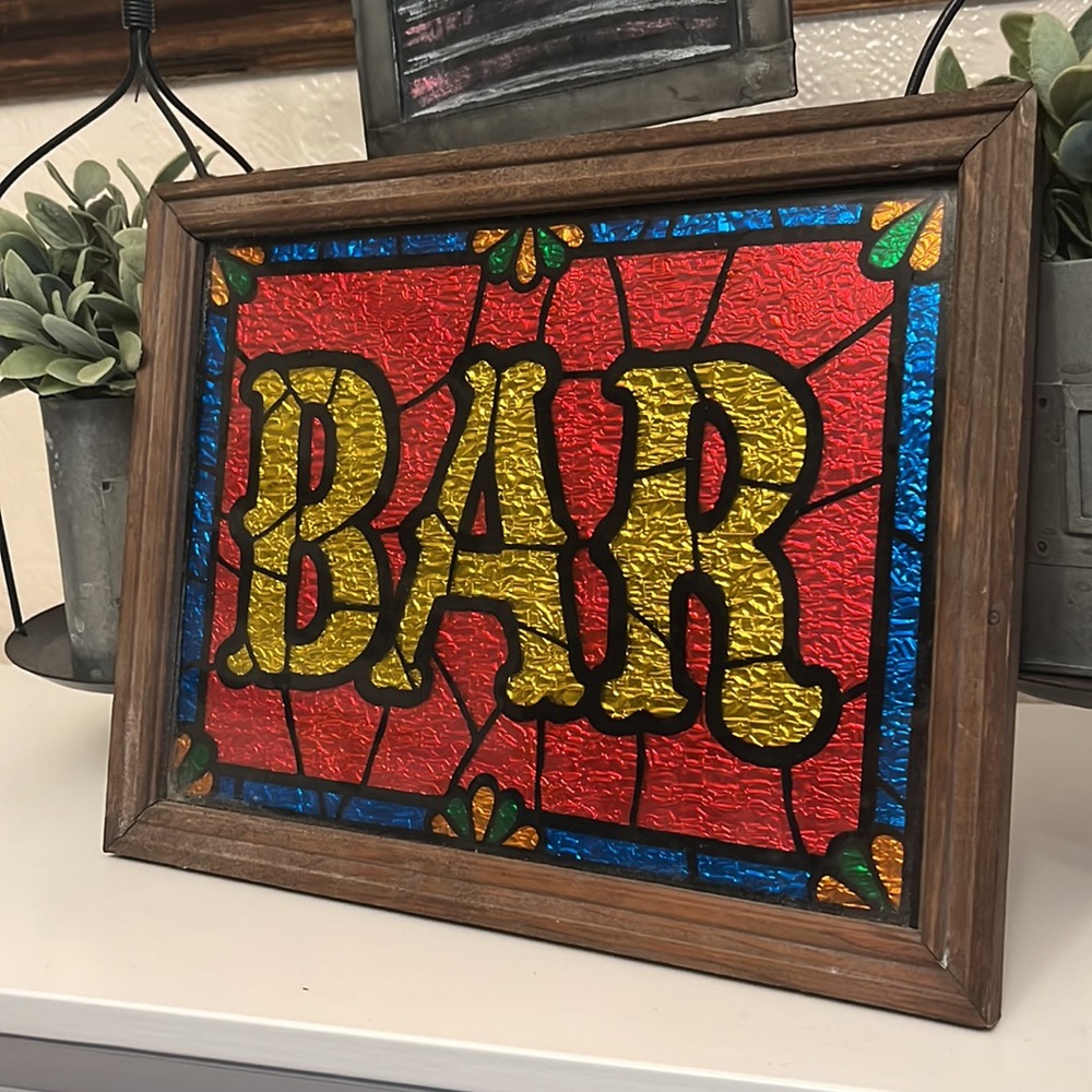 Vintage foil art BAR sign